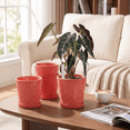 thumbnail image 4 of BUYMAX 5 inch Magenta red Ceramic Plant Pots with Drainage Holes & Saucers, 4-Pack for Herbs, Cactus, Succulents, Home Office Decor, 4 of 7