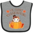 thumbnail image 3 of Inktastic My 1st Thanksgiving Cute Owl in Pumpkin Boys or Girls Baby Bib, 3 of 4