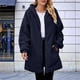 thumbnail image 5 of Cárdigan de Larga con Capucha y Cremallera para Mujer, Chaqueta Holgada de Felpa, Chaqueta de Felpa para Mujer Azul Marino XL, 5 of 8