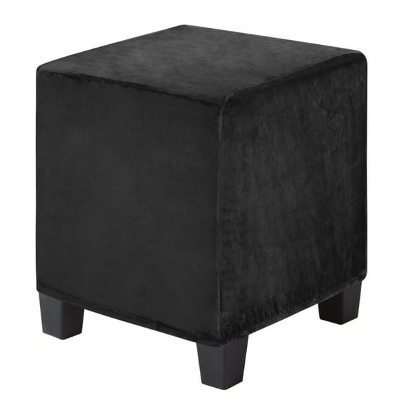 Uxcell 1-Pack 13" x 13" x 15" Stretch Square Ottoman Slipcovers Velvet Fabric Footstool Protector for Living Room Indoor [Black]