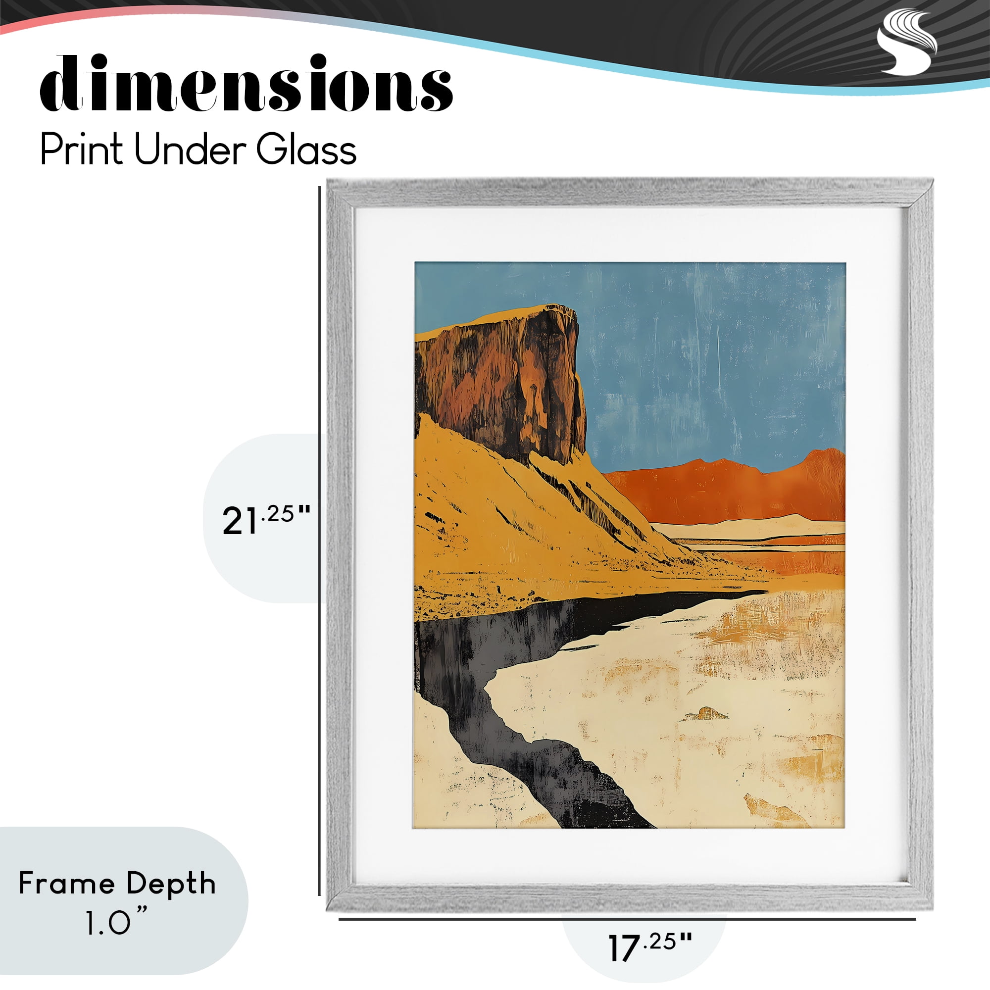 Stupell Industries Canyon Pass Pathway Gray Framed Print Under Glass, design by Walker Noble