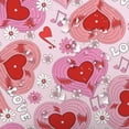 thumbnail image 4 of Pink Valentine's Day Shower Curtain, Cute Hippie Heart Love Music Notes Vinyl Record Bathroom Accessories, Geometric Heart Design Happy Valentines Bathroom Decor Set with Hooks, 72X72in, 4 of 6