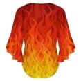 thumbnail image 6 of Red Orange Yellow Burning Flames And Fire Women's V-Neck Blouse With 3/4 Ruffled Bell Sleeves Casual Top Ladies Blouses, 6 of 7