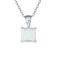 thumbnail image 2 of Bling Jewelry Womens Traditional Dainty Square Opal Gemstone Pendant Necklace Gold Plated Silver, 2 of 6