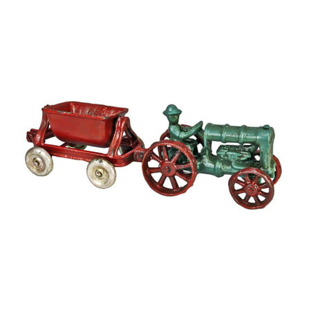 Design Toscano Fordson Tractor with Spill Wagon Replica Cast Iron Farm Toy