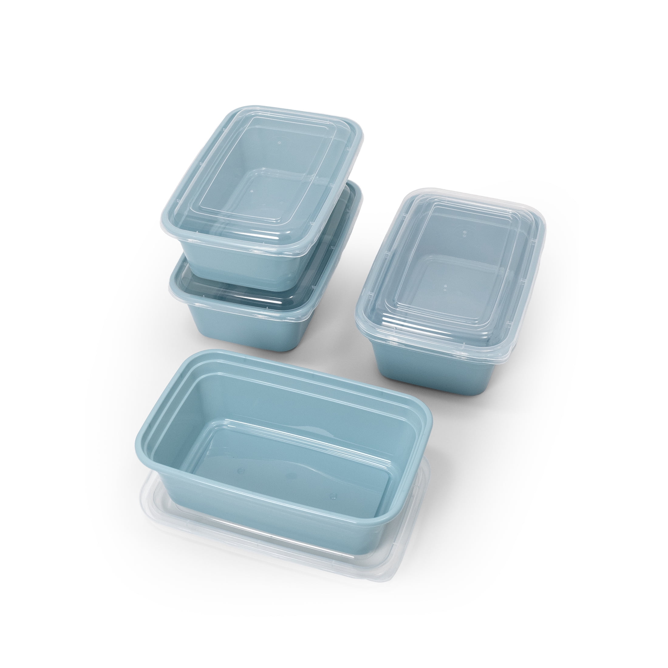 Mainstays 5-Pack 1-Compartment BPA-Free Plastic Snack Meal Prep Food Storage Containers, 3 Cup, Blue Cameo