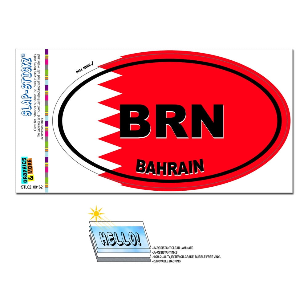 Bahrain Country Flag BRN Euro Oval SLAPSTICKZ(TM) Premium Sticker