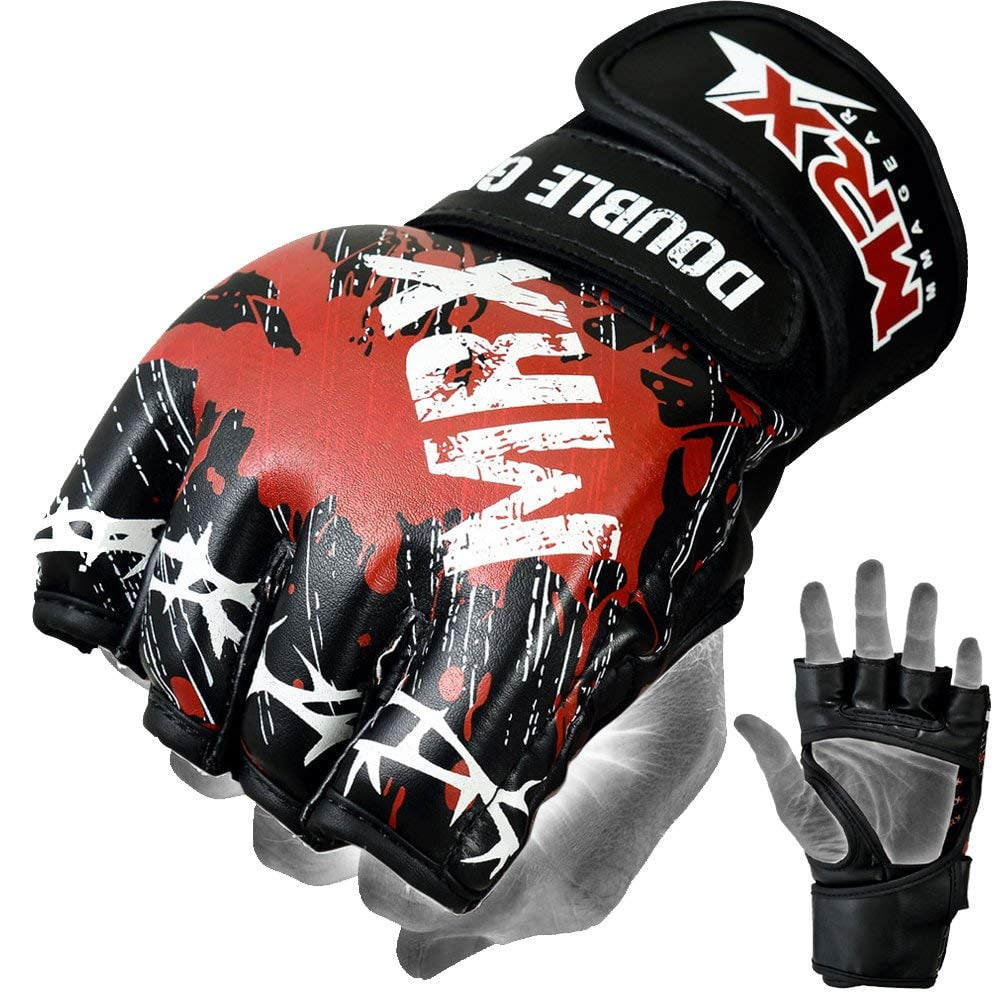 Leather Grappling Gloves MMA Fight Punching Muay Thai Cage Fight Gloves UK FLAG 