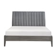 thumbnail image 2 of JERFIT Modern King Size Bed with Velvet Headboard, Gray Upholstered Platform Bed, Wood Frame No Box Spring Needed, All-in-One Box Delivery, 2 of 8