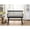 Black, variant on Spindle back and arm rest on gray bench | In farmhouse primary living spaces | Offers a comfortable and inviting seating experience