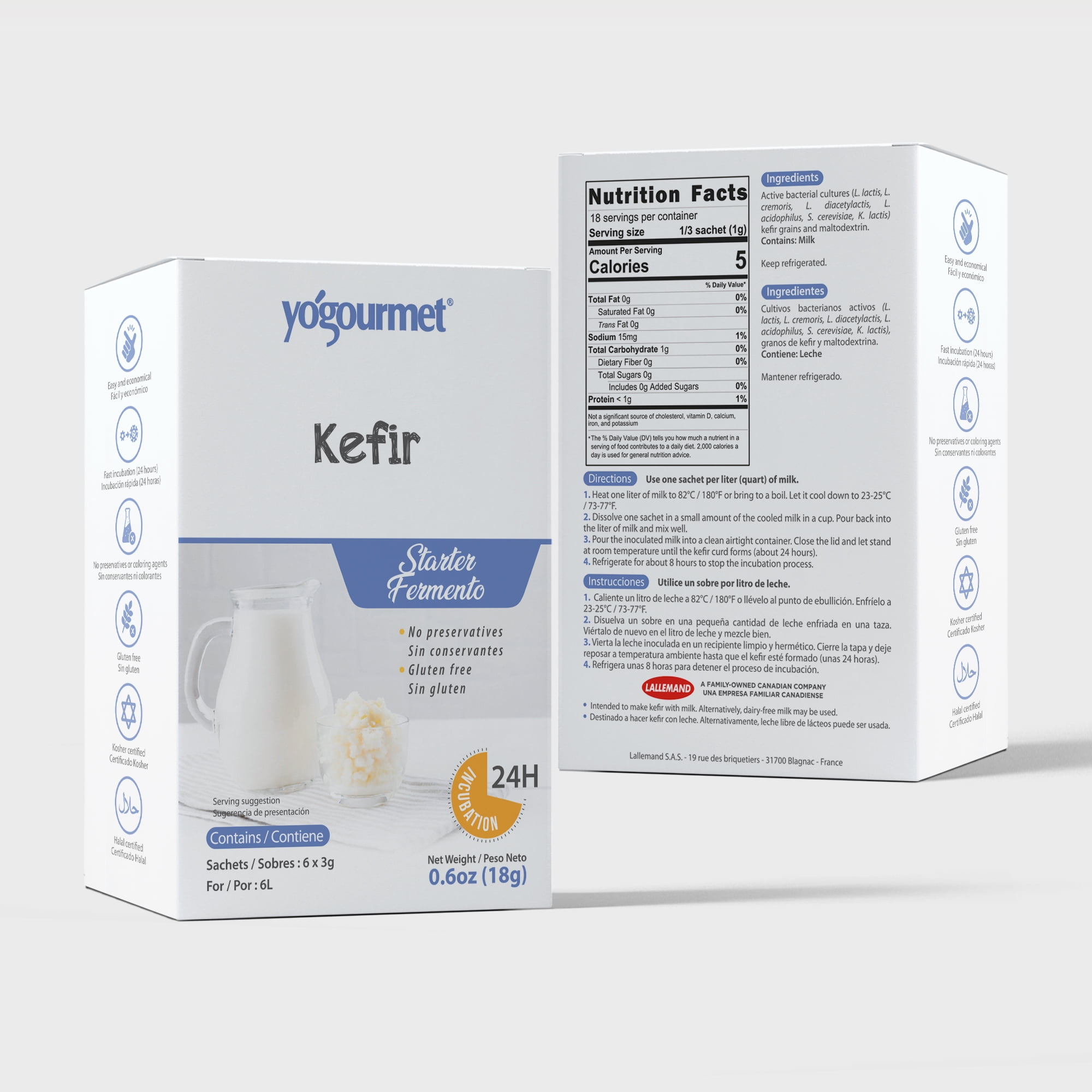Kefir Starter, FreezeDried, 6 Packets