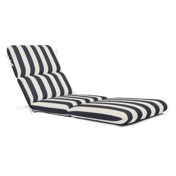 Casual Cushion Stripe Sunbrella® Fabric 1-Piece Outdoor Chaise Cushion, 22.5"W x 74"L, Maxim Navy