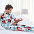 thumbnail image 6 of Naloa Flowers and Lady Bugs Men’s Pajamas Set - Long Sleeve Button Down Sleep Shirt and Pajama Bottoms Sleepwear Set-XX-Large, 6 of 7