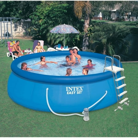 Intex - 15' x 4’ Inflatable Pool, Ladder, Pump and Hydrotools Chlorine Dispenser