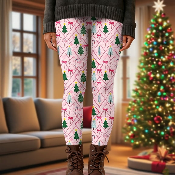 CaiJunJia Christmas Leggings for Women,Leggings for Women Comfy Festive Holiday Themed High and Mid Waisted Leggings