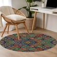 thumbnail image 4 of Vintage Boho Round Area Rug 3.3Ft Washable Circle Rugs for Dining Room Table, Ethnic Floral Geometric Green Blue Red Non-Slip Carpet Floor Mats Indoor Outdoor Carpet Runner Aesthetic Home Decor, 4 of 8