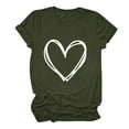 thumbnail image 3 of Delliss Women's Top Casual Shirt for Women Funny Love Heart Graphic Crew Neck Short Sleeve Tee Top Loose Summer Top Army Green M, 3 of 7