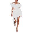 thumbnail image 2 of adviicd Robe Femme Robes d'Été Femme Col Carré Dos Noué Manches Lanterne Volant Robe Décontractée Ligne A Blanc,m, 2 of 5
