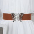 thumbnail image 4 of D-GROEE Women Fashion Elastic Hollow Out Butterflies Decor Belt Stretchy Skinny Waist Belt for Dress Jeans Pants with Metal Gold Buckle, 4 of 7