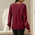 thumbnail image 4 of Olyvenn Fashion Fall Women Tops Puff Long Sleeve Chiffon Work Blouses Dressy Casual Crewneck Flowy Shirts Tees Tunics Red L, 4 of 7