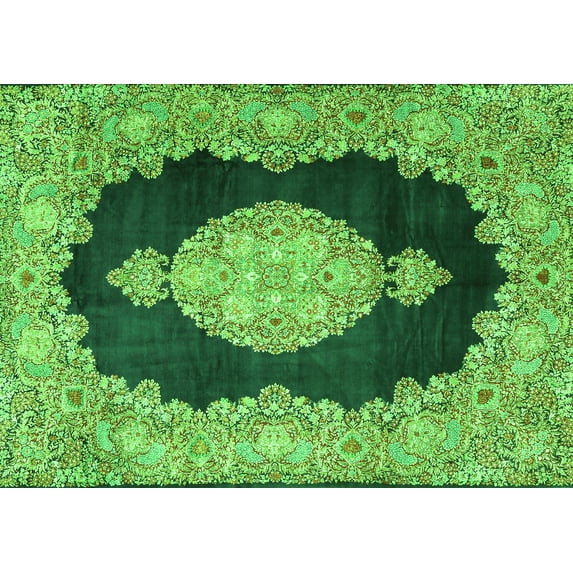 Ahgly Company Indoor Rectangle Medallion Green Traditional Area Rugs, 7' x 10'