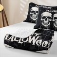 thumbnail image 4 of Erosebridal Spooky Skull Quilt Full, Happy Halloween Spider Web Full Bedspread Sets for Boys Girls, Black White, 3 Pieces 1 Coverlet and 2 Pillowcases, 4 of 7