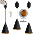 thumbnail image 1 of FSLiving Suspension de Rail à Lévitation Réglable, Type H, Lampe de Rail à Levage Rétractable avec Abat-Jour Intérieur Noir et Doré, Télécommande, Lumière à Intensité Réglable Changeant de Couleur pour Îlot de Cuisine, Salon - Ensemble de 3, 1 of 10