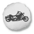 thumbnail image 1 of Motorcycle Black Illustration Pattern Round Throw Pillow Home Decoration Cushion, 1 of 3