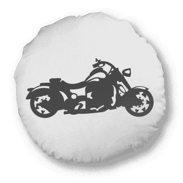 Motorcycle Black Illustration Pattern Round Throw Pillow Home Decoration Cushion
