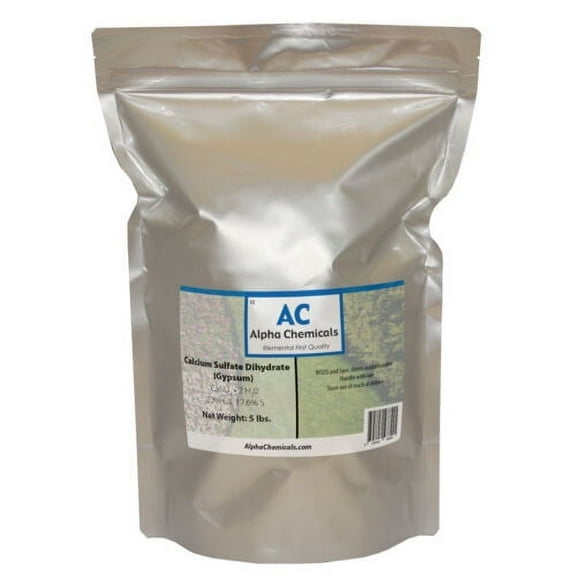 Alpha Chemicals Calcium Sulfate Dihydrate Fertilizers, 5lbs with Soil Conditioner, Lowers Soil pH