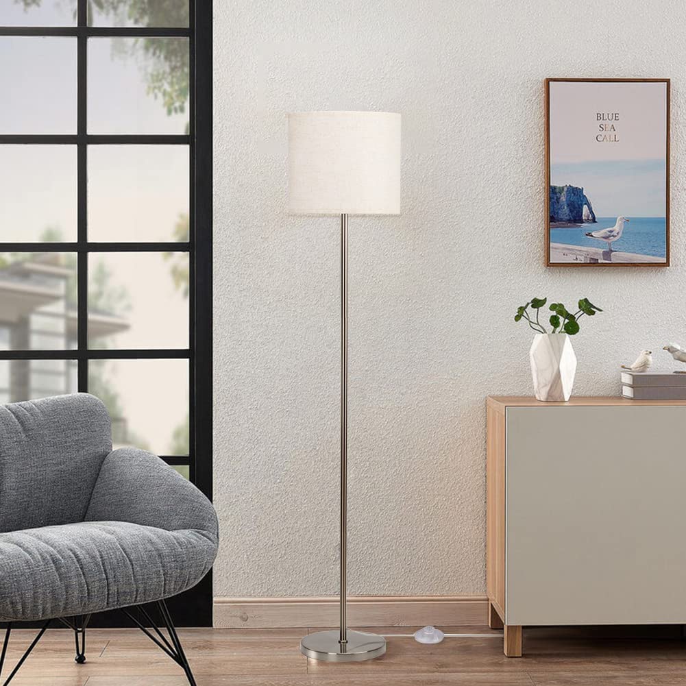 Floor Lamps Modern Floor Lamp With Drum Shade, Standing Lamp For Living Room Bedroom Office Study Room With Foot Switch