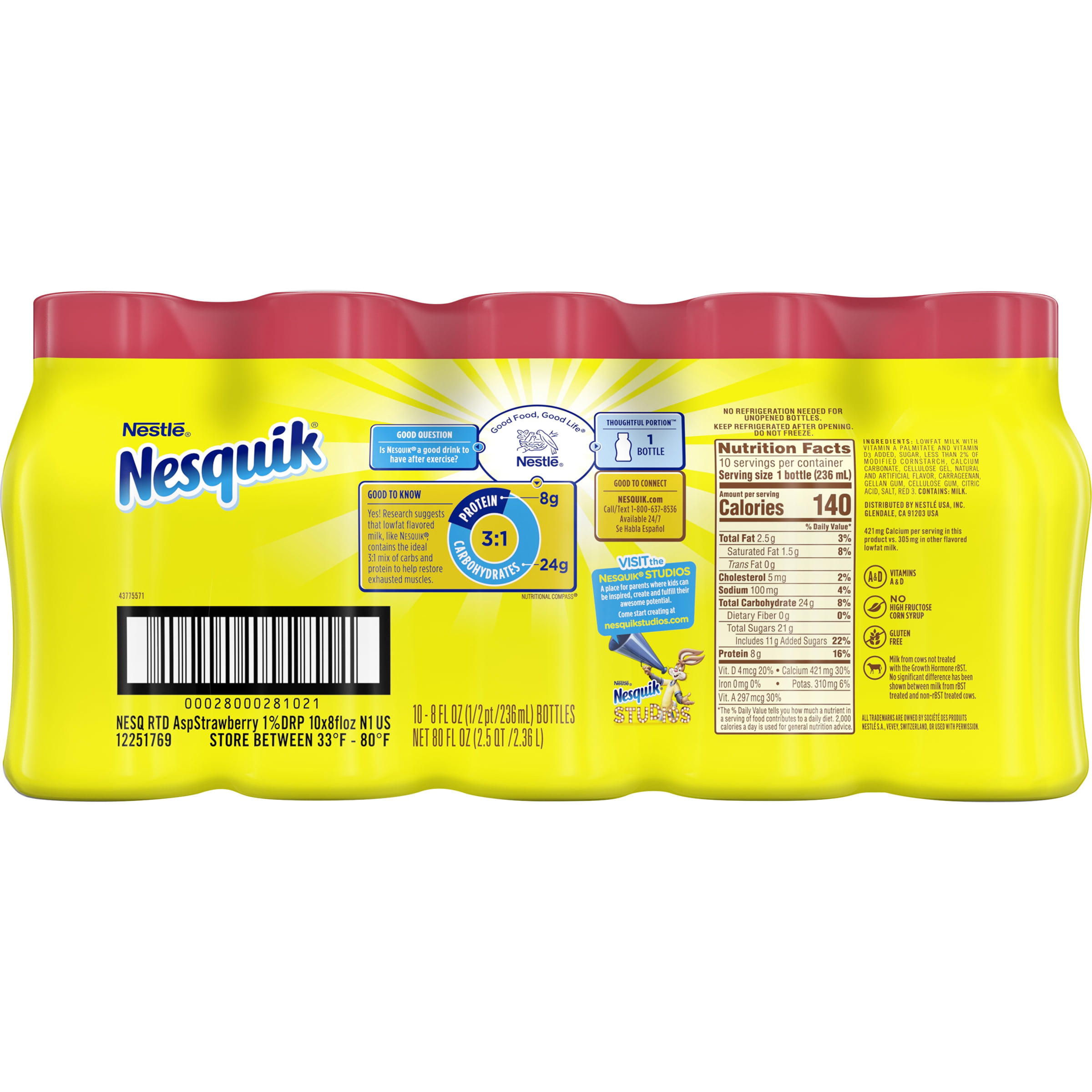 Nestle Strawberry Milk, Nesquik Low Fat, 14oz - (12 Pack) — Chicago City  Distributors, Inc.