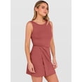 thumbnail image 3 of ANRABESS Womens Summer Dresses 2026 Bodycon Sleeveless Romper Skort Twist Waist Night Out Vacation Mini Dress Built in Shorts Rust Red Small, 3 of 8