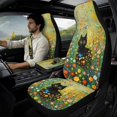 thumbnail image 2 of Xixirimido Automotive Seat Covers for Cars Trucks and SUVs Car Seat Covers for Front Seats with Car Seatbelt Covers & Armrest Box Cover, Set of 5, Black Cat Colorful Floral, 2 of 8