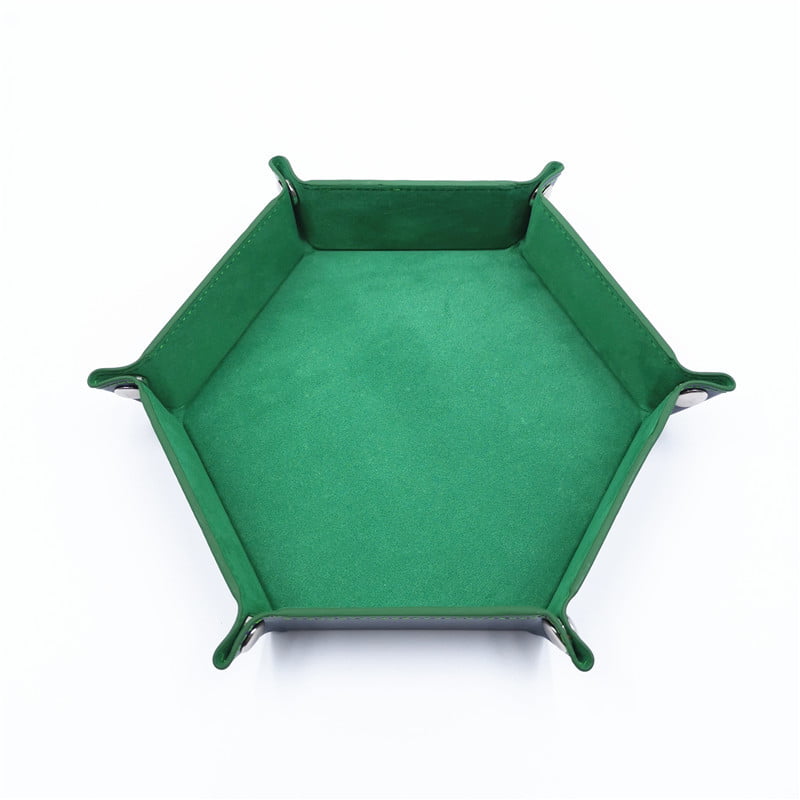 Folding Dice Tray Hexagon Double Sided Dice Rolling Storage Box Table Game 