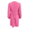 thumbnail image 5 of HNMKIU Long Sleeve Dress for Women Casual V Neck Flounce Short With Layering Options Elegant Spring Fall Outfit Midi Dress Hot Pink,M, 5 of 5