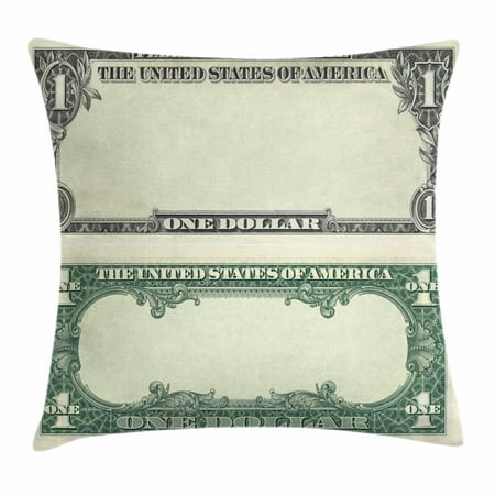 1934 Federal Reserve Note - Money Throw Pillow Cushion Cover, One Dollar Bill Buck Design American Federal Reserve Note Pattern Wealth Symbol, Decorative Square Accent Pillow Case, 16 X 16 Inches, Pale Green Grey, by Ambesonne