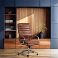 thumbnail image 2 of Scranton & Co High-Back Manager's Chair in Saddle Brown Faux Leather, 2 of 11