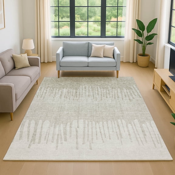 Addison Rugs Mayfield Premium Machine Washable Transitional Stripes Putty Rectangle Rug, 10' x 14'