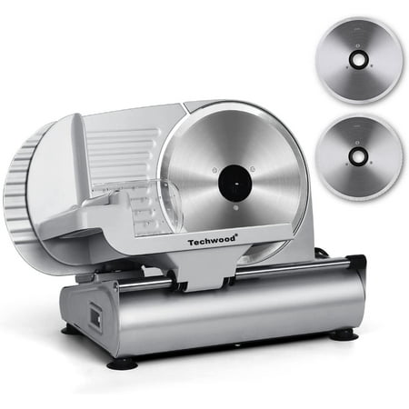 Electric Deli Food Slicer with Removable 9” Stainless Steel Blade Deli Cheese Fruit Vegetable Bread Cutter with Adjustable Knob for Thickness Food Carriage & Non-Slip Feet