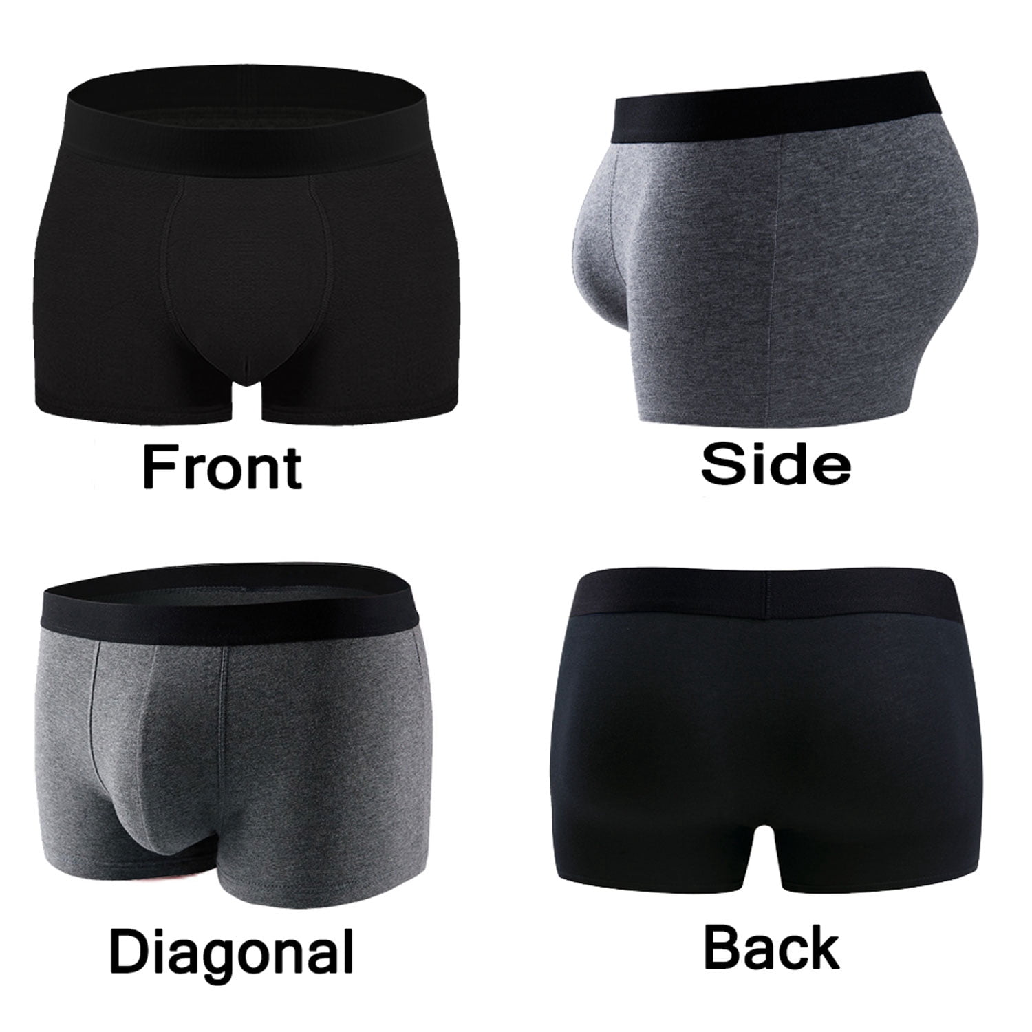 Men's Underwear Boxer Briefs Trunks 5 Pack Soft Cotton Low-rise Underpant-Wal-3B2G-XL