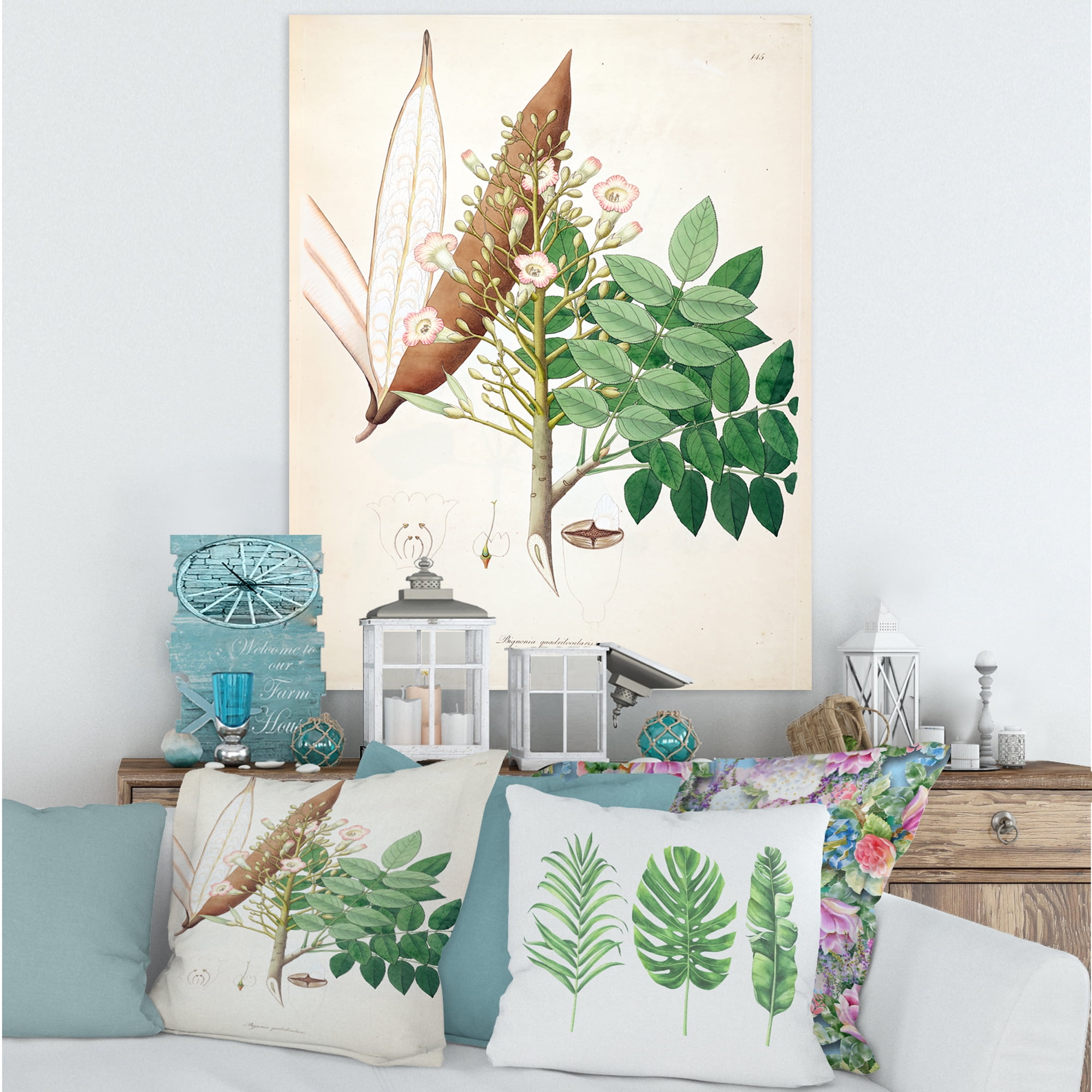 Designart ' Ancient Botanicals IX ' Farmhouse Canvas Wall Art Print