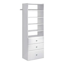 Easy Track Premium Tower Closet Storage Organizer with Shelves & Drawers, White