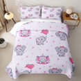 thumbnail image 2 of Erosebridal Cute Elephant Animal Quilt Full for Girls, Love Heart Balloon Print Full Bedspread Sets, 3-Piece, 2 of 7