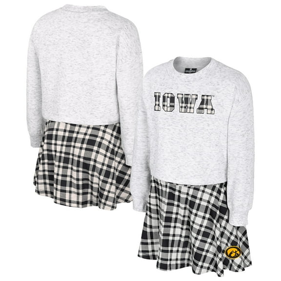 Girls Youth Colosseum Gray Iowa Hawkeyes Marceline Plaid Skirt and Top Set
