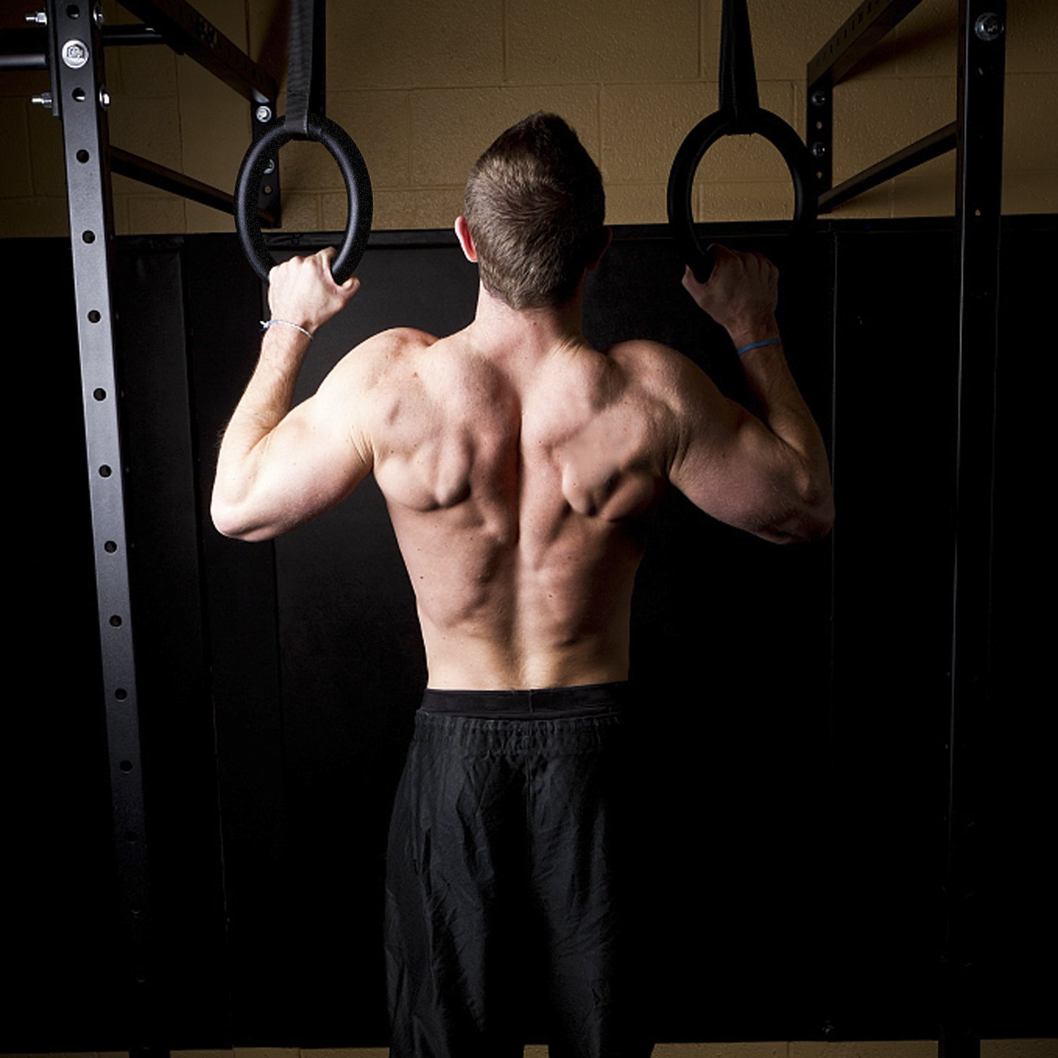 1 Pair Gymnastic Ring ABS Fitness Gym Ring with Nylon Strap Slip