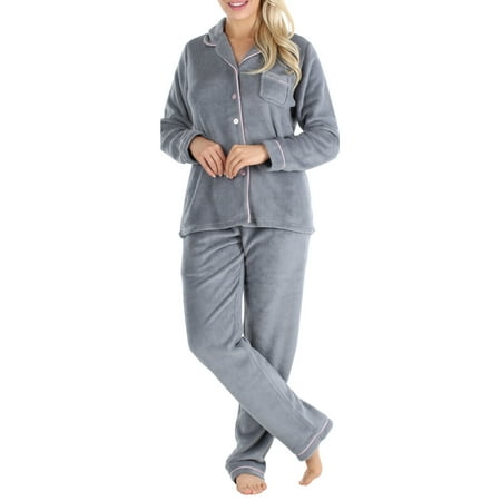 

Frankie & Johnny Women and Women s Plus Fleece Button-Down 2-Piece Pajama Set