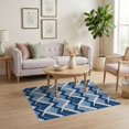 thumbnail image 3 of ODIKA 4'x6' Blue Denim Geometric Design Washable Area Rug Modern Zigzag Pattern with Pixel Art Flair Non-Slip, Chair-Friendly, Flatwoven for Home Office, Under Desk, 3 of 7