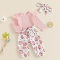 thumbnail image 2 of Mercatoo Baby Girls Halloween Outfit Ribbing Cotton Long Sleeve Sweatshirt Romper Pumpkin Print Pants 3Pcs Fall Set, 2 of 4