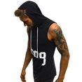 thumbnail image 3 of Mens Sweatshirts Hoodies Fitness Muscle Print Sleeveless Hooded Bodybuilding Pocket Tight-drying Tops, 3 of 7